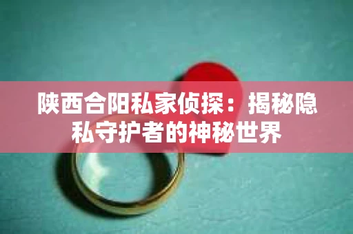 陕西合阳私家侦探：揭秘隐私守护者的神秘世界