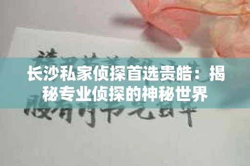 长沙私家侦探首选贵皓：揭秘专业侦探的神秘世界
