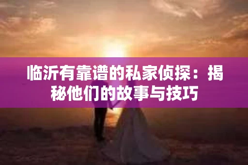 临沂有靠谱的私家侦探：揭秘他们的故事与技巧